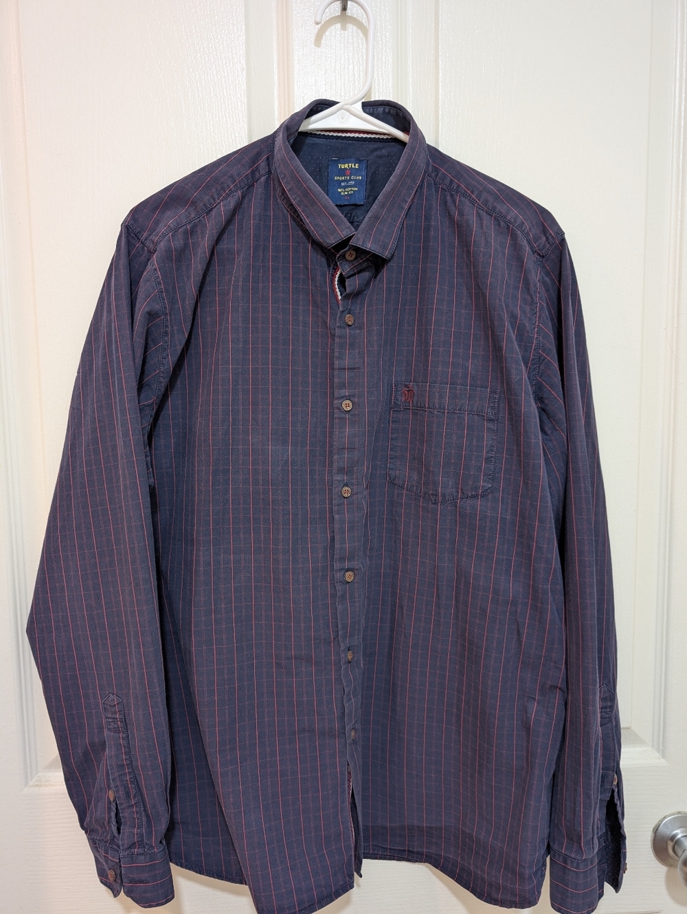 Turtle Men’s Navy Stripe Button-Down Shirt